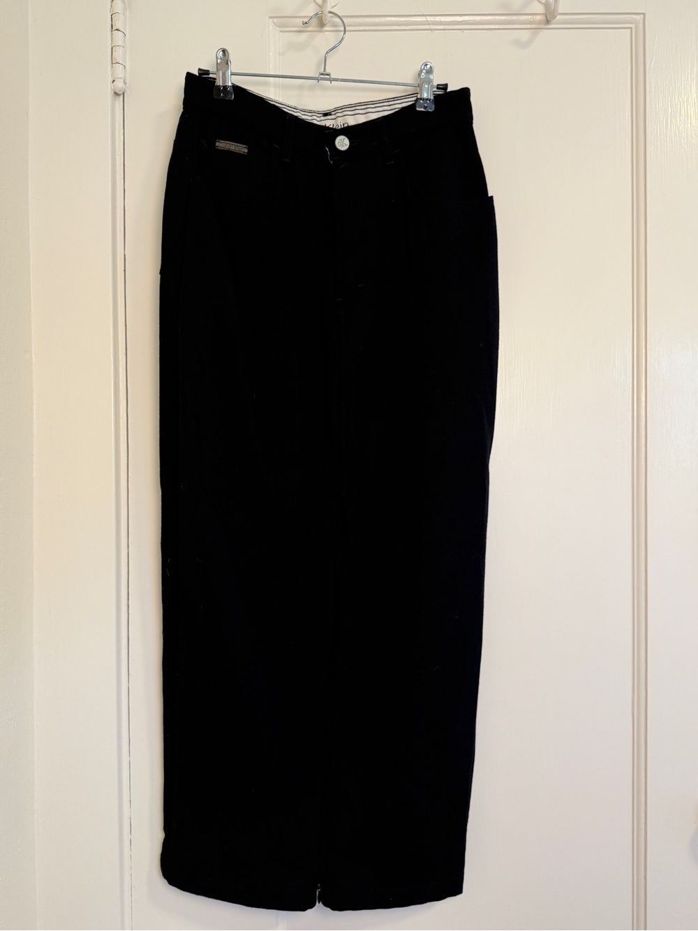 Vintage 90s Calvin Klein Black Wool Pencil Skirt